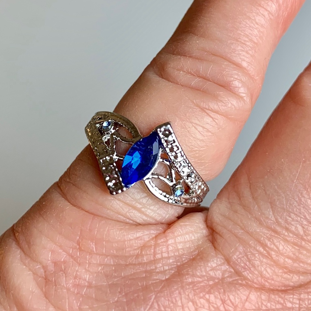 Blue CZ Marquis Fashion Ring